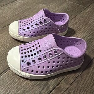Native Jefferson Kids Purple Iridescent Glitter Slip On EVA Shoes C4